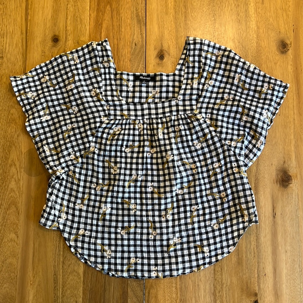 EUC Madewell Gingham Butterfly Top size M
